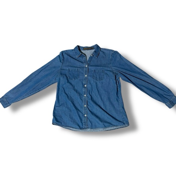 Outback Red Classic Medium Wash Denim Long Cuff Sleeves Button-Up Shirt - Picture 10 of 14